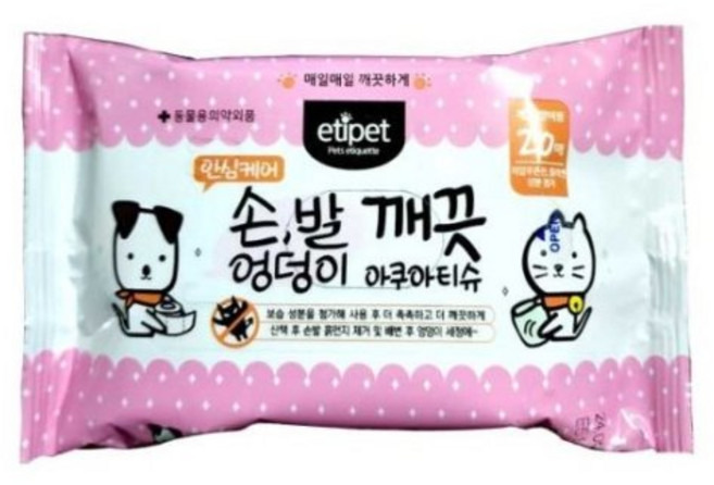 에티펫 손 발 엉덩이 깨끗 아쿠아티슈, 20개입, 6개