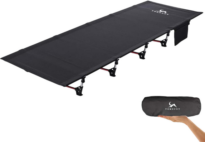 TOMOUNT 투마운트 초경량 빅사이즈 70CM 접이식 백패킹 야전침대, 블랙