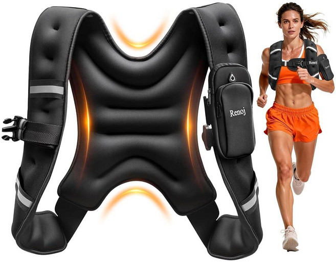 Renoj 여성용 남성용 중량 조끼: 2.7kg(6파운드)/3.6kg(8파운드)/4.5kg(10파운드)/5.0kg(11파운드)/5.4kg(14파운드)/6.4kg(14파운드)/7