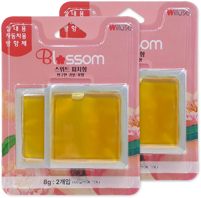 윌유즈 블라썸 실내용 차량용 방향제 스위트피치, 16g, 2개, 스위트 피치