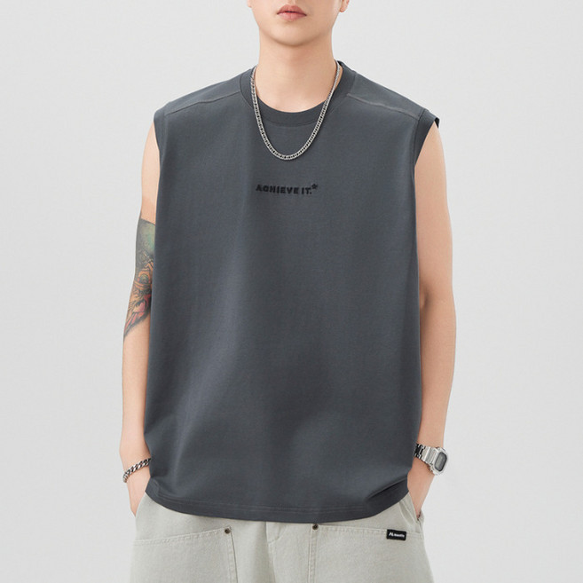 【重磅抗菌】男士背心 無袖T恤 運動背心 健身背心 打底背心 寬鬆圓領 260g重磅面料 吸溼排汗 夏季運動健身