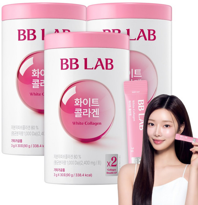 [본사정품] 뉴트리원 비비랩 화이트 콜라겐 pdrn 프리미엄 고함량 콜라겐, 3개, 30회분