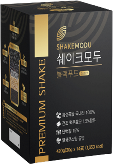 쉐이크모두 국산 블랙푸드 420g(30g x 14포) 서리태 식사대용 선식, 30g, 14개