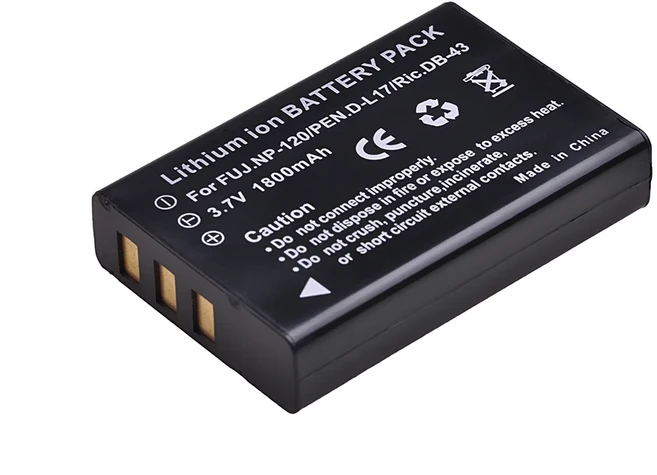 후지필름 NP-120 펜탁스 D-LI7 리코 DB-43 & 파인픽스 603 F10 F11 카플리오 300G G3 R330 RR10 1800mAh