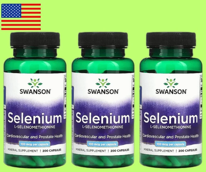 Swanson 스완슨 셀레늄 100mcg 캡슐 200정 셀레니움 Selenium 3통 - 쿠팡