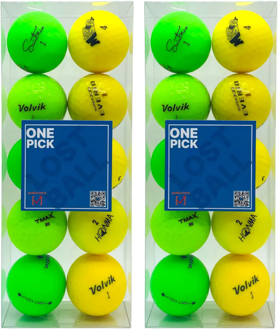 [원픽] 오픈특가! 유명 브랜드 컬러별 로스트볼 유무광 A+/A급 검수완료 품질보증볼, 옐로우+그린, 1개, 20개입