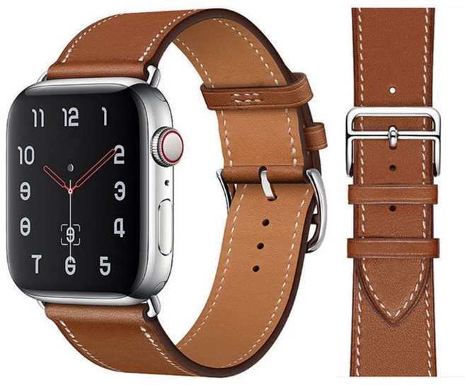 엔도리 애플 워치 가죽 스트랩 밴드 전기종 호환 시계줄, 01 브라운, 1개