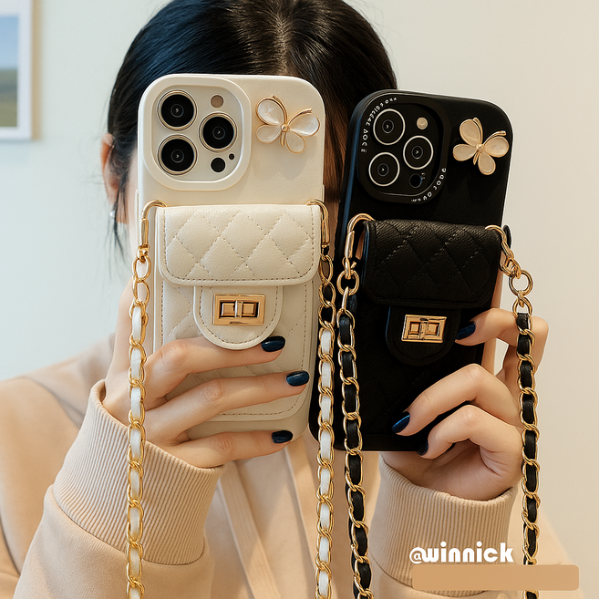 디위닉 아이폰 12 13 14 15 프로 맥스 카드 포켓 숄더 스트랩 목걸이 케이스