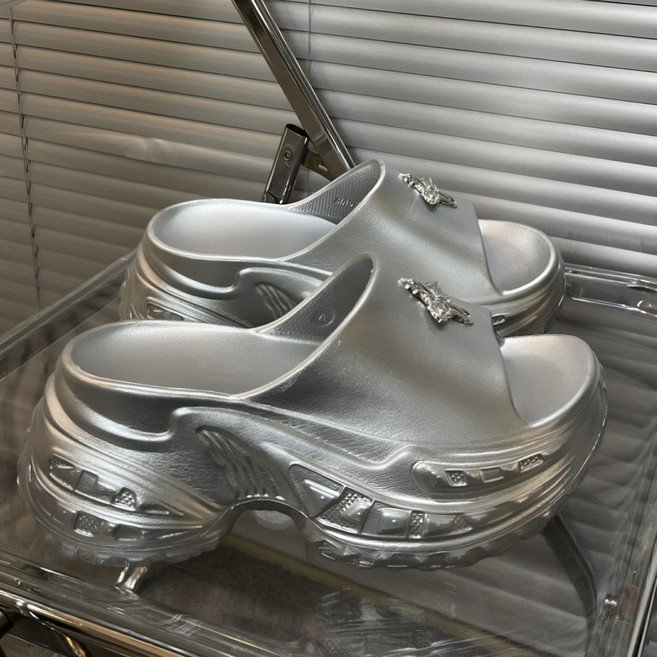 708090여름신상 여성 9cm 굽 슬리퍼 초고굽 통굽 패션 슬립온 외출용 쪼리