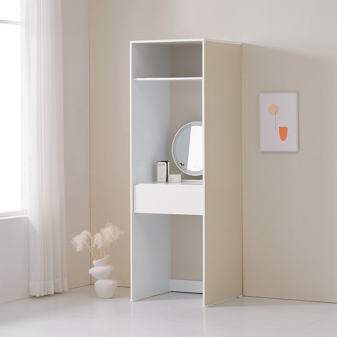 동서가구 테리클로젯 600 멀티장 화장대 조명 거울 DF926640, 화이트