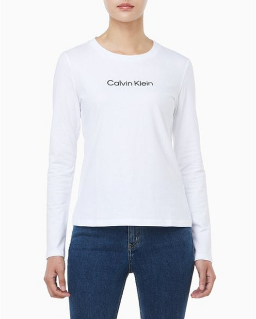 켈빈클라인 Calvin Klein Jeans 여성 LS 스탠다드 로고 슬림 크루넥 티셔츠(47D281G) 414749