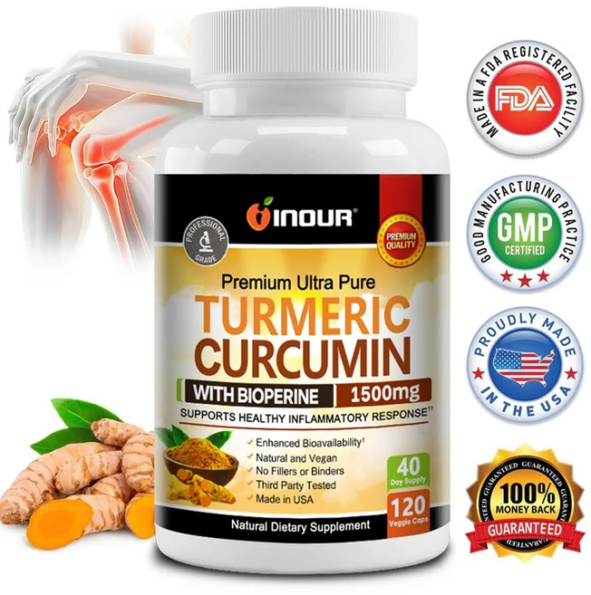 TURMERIC CURCUMIN 강황 커큐민 커큐미노이드 바이오페린 함유 고흡수 관절건강 120캡슐, 1개, 120정 - 쿠팡
