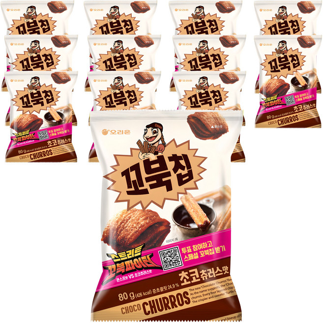꼬북칩 초코츄러스맛, 80g, 12개