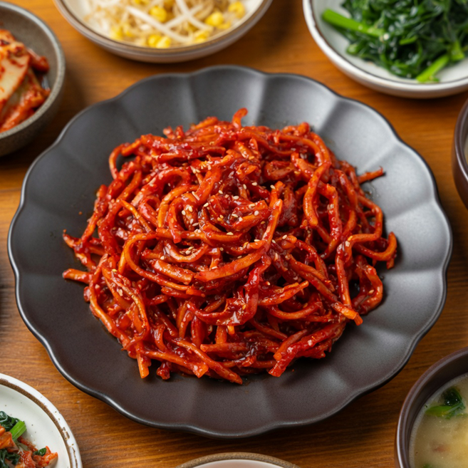 [국내제조]쫄깃하고 맛있는 고추장 양념 진미채 무침 오징어채 볶음 반찬, 1개, 4kg