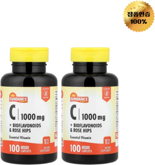 1+1 선댄스비타민 비타민C + 바이오플라보노이드 로즈힙 1 000mg 100정 - 쿠팡