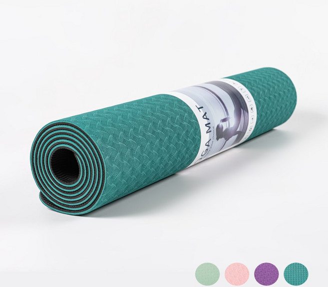 Hommy Nest TPE 요가매트 필라테스매트 와이드 홈트용 안밀리는 방음 충격방지 친환경 냄새없는 6MM HN-YGMTPE11A, 1개, 진녹색 센터라인