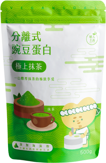 植人主義 分離式豌豆蛋白 極上抹茶, 500g, 1個