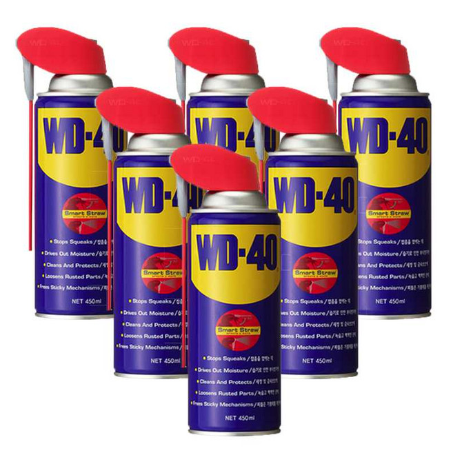 cnm 벡스 WD-40 방청윤활제 녹방지 부식방지 구리스 스티커제거 450ml SS 스마트스트로우, 6개