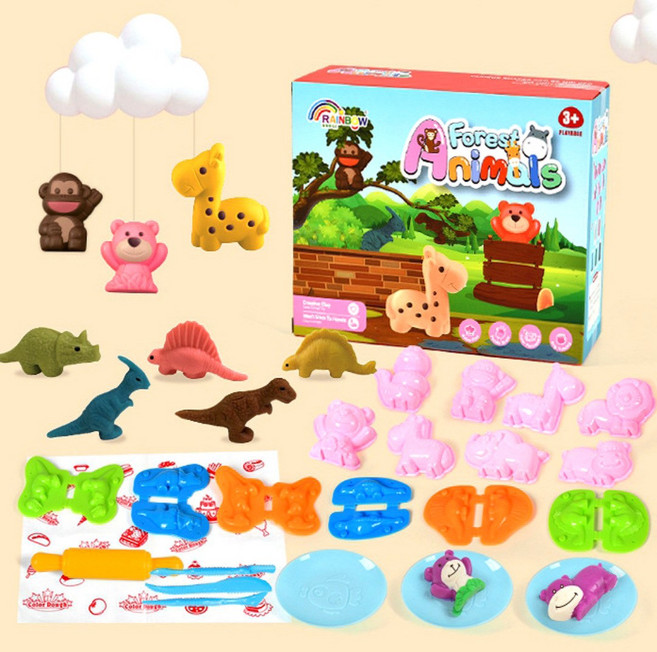 [펄박스]애니멀 만들기 점토 놀이 세트_포레스트, 포레스트(공룡/사자/기린), 1개