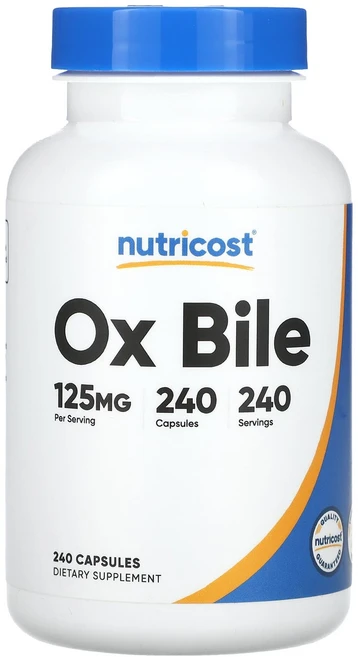 Nutricost Ox Bile 125 mg 240 Capsules, NutricostOxBile125mg240Capsule, 1개 - 쿠팡