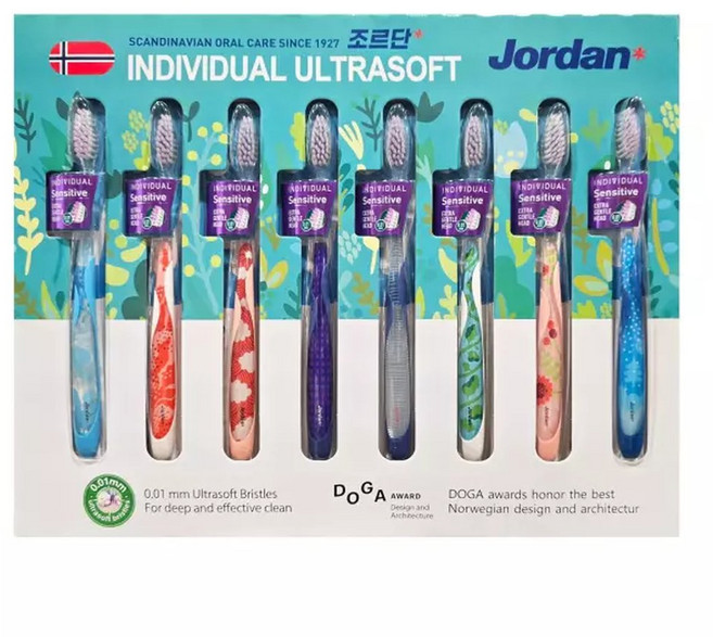 조르단 인디비주얼 울트라 소프트 칫솔 8개 코스트코 초미세모 0.01mm 부드러운 모