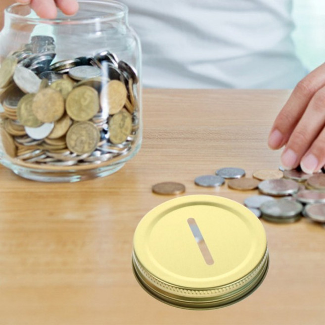 24개 세트 저금통 뚜껑 와이드 입구 병용 양철 코인 슬롯 포함 DIY 덮개 다용도 메이슨 보관 솔루션