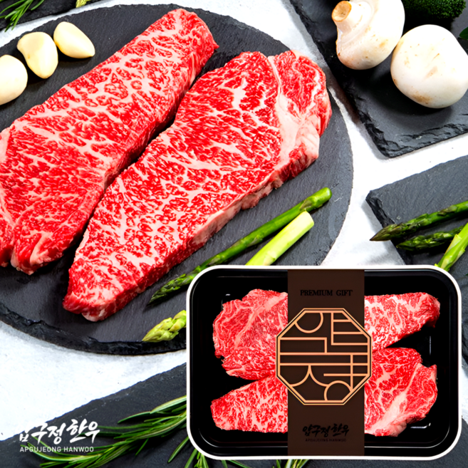 1++등급 한우 채끝살 200g | 구이용 채끝 등심 설로인 스테이크 캠핑 고급 투뿔 마장동 프리미엄 소고기 추천 [냉장] 압구정한우, 1개