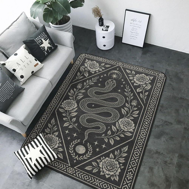Gothic Snake 2x6 Runner Rug for Hallway Floral Kitchen Rugs Moon Star Carpet Machine Washable Low