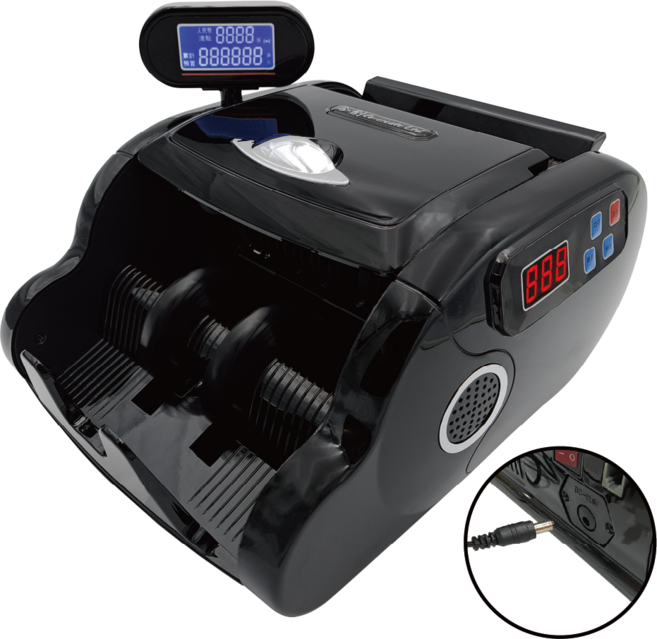 AI-588+ 雙屏充電型 攜帶型 點鈔驗鈔機, 1個, AI-588+ 充電款點鈔機 (電線+車充+外顯+防塵套)