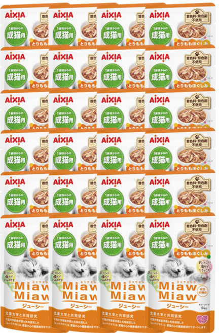 아이시아 먀우먀우 쥬시 고양이 파우치, 60g, 24개