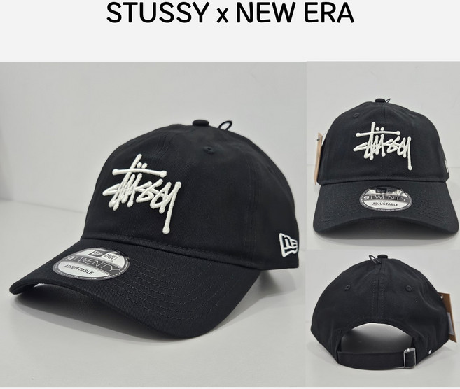 [더스트백 증정] 스투시 모자 뉴에라 9Twenty 베이직 스트랩백 캡 블랙 1311107-BLAC-DB
