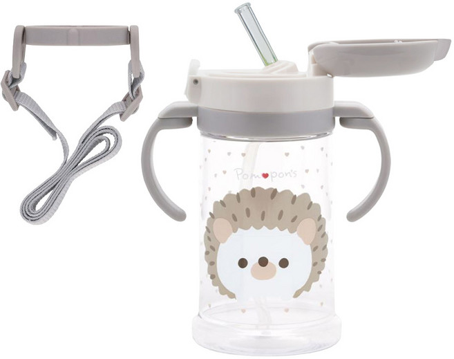 Skater 小刺蝟 寬底吸管杯 370ml 附背帶 建議1歲以上使用, 1個