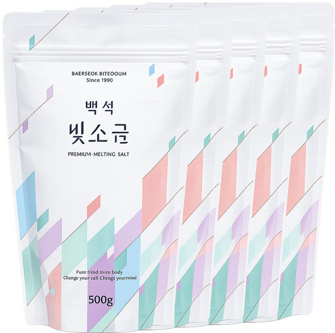 백석빛소금 1000도씨 미네랄 용융소금 조리용500g 파우치, 8개, 500g