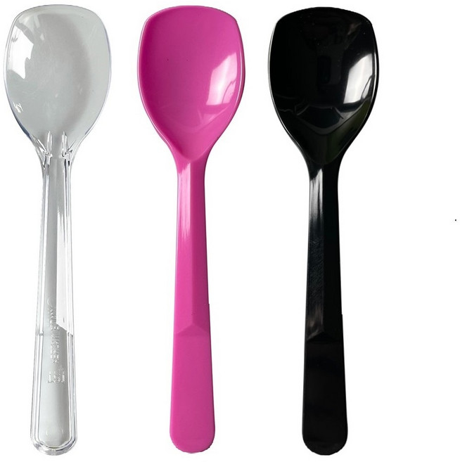 생활을그리다 디저트 미니 스푼 9cm 3색 혼합 투명 핑크 블랙 벌크포장, 1개, 150개입