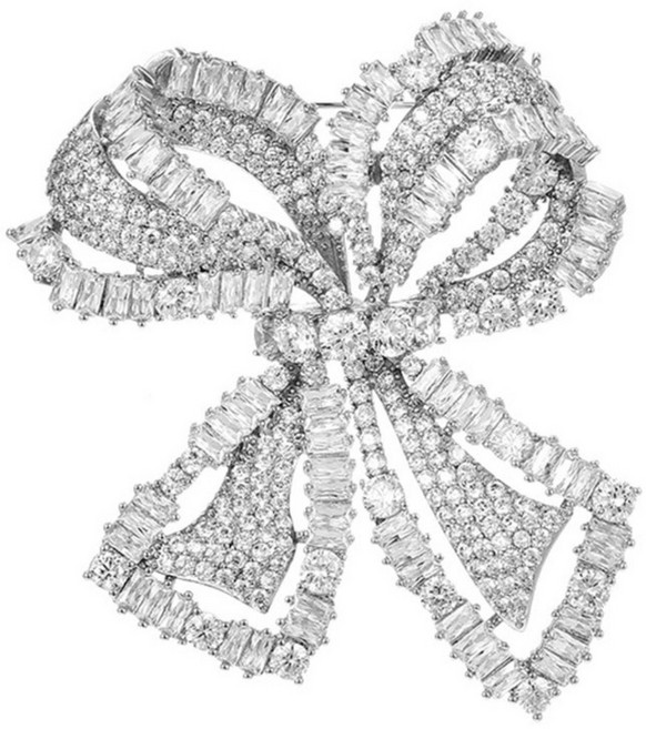 에르모사제이 B021 명품 볼륨 크리스탈 리본 정장 브로치