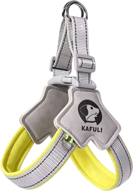 KAFULI 狗狗胸背牽引繩帶 工字型防脫小型犬法斗, 1個, 黃色單胸背不含牽引繩S8斤12斤體重僅供參考
