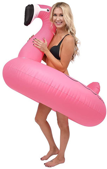 GoFloats 플라밍고 수영장 파티 튜브 멋지게 타고 다닐 수 있음 (성인 및 아동용), 1개