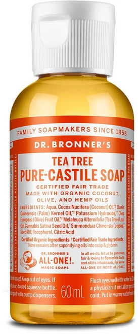 닥터브로너스 티트리 퓨어 캐스틸 솝 바디워시, 60ml, 1개 - 쿠팡