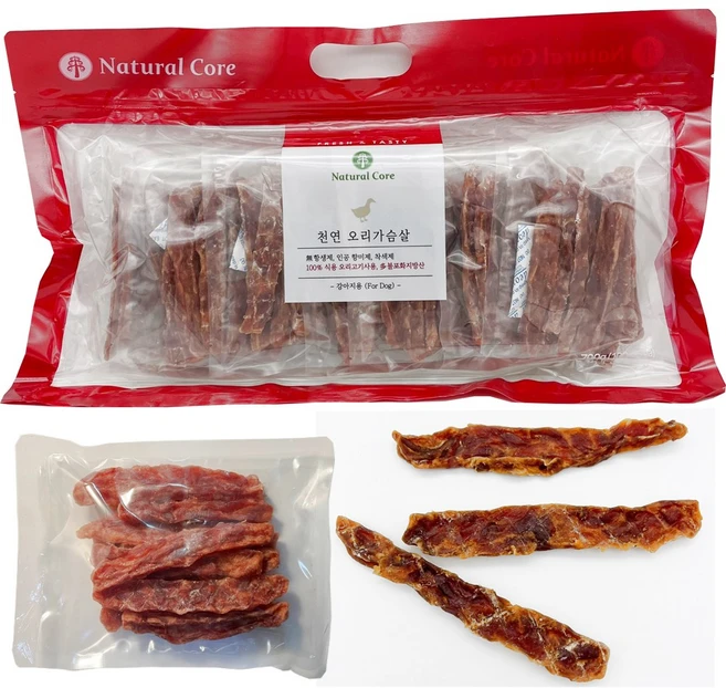 코스트코 NATURAL CORE 천연 오리가슴살 소프트 오리스틱 700G (100G X 7EA) 강아지용, 7세트, 100g - 쿠팡