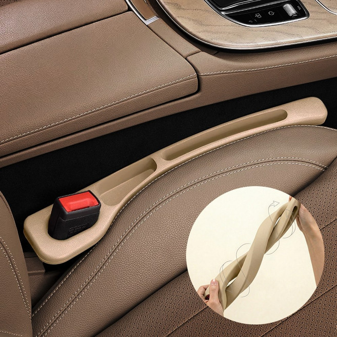 모우앤코 자동차 조수석+보조석 사이드 포켓 틈새쿠션 수납 우레탄 차량용 악세서리, 1세트, 크림