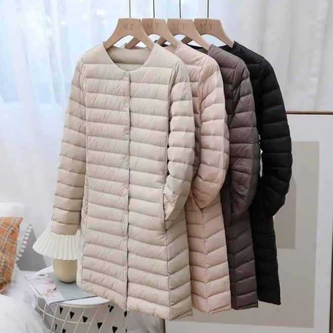 여자 오리털 경량 패딩 롱패딩 하프코트 덕다운코트