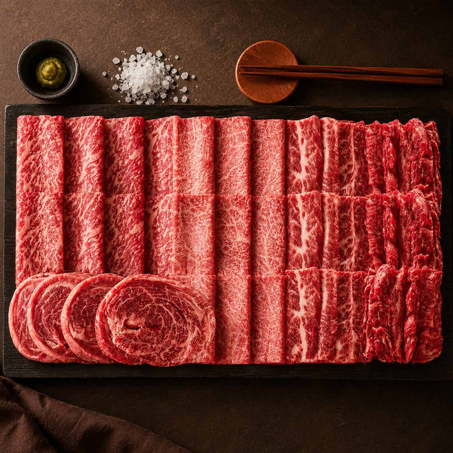 마장동 1++한우 모둠 세트 소고기 600g 800g, 1개, 프리미엄(꽃등심+살치+앞치마+업진안살)