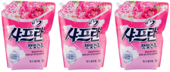 엘지 샤프란 햇빛건조 핑크 플로랄 2L 리필 x3개, 3개