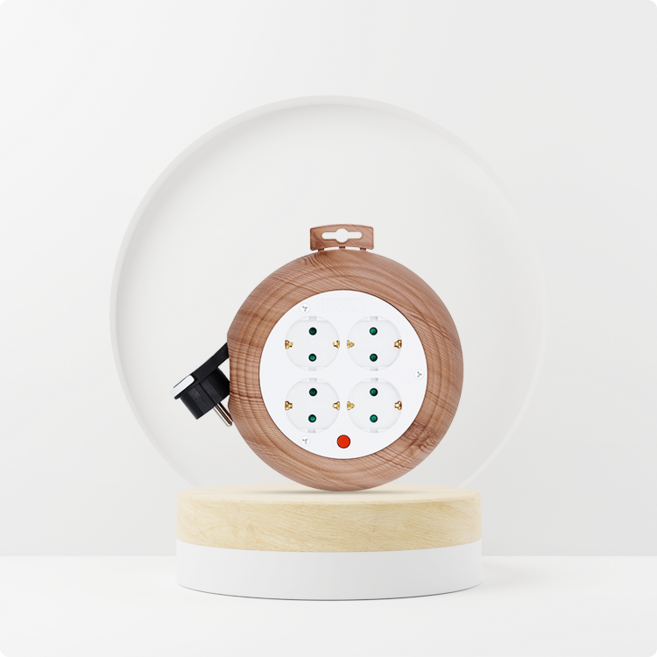 러그 링 멀티탭 우드 4구 전기 케이블릴선, 1개