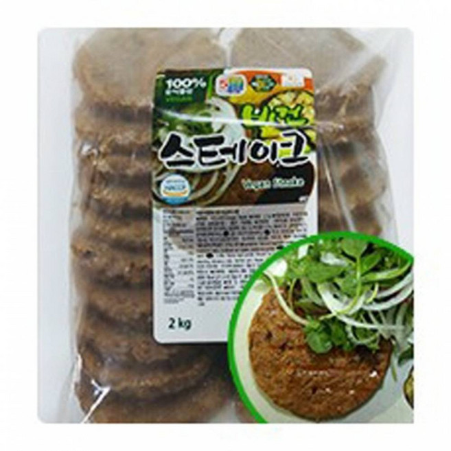 콩과 현미로 만든 콩고기 비건스테이크 300g 비건푸드 채식식단 무오신채 채식 콩불고기 채식만두 채식요리 콩고기요리, 1개