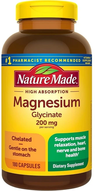 Nature Made 네이처메이드 마그네슘 글리시네이트 200mg, 180정, 1개 - 쿠팡