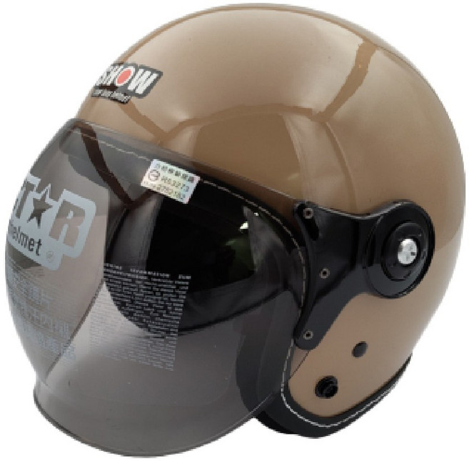 復古造型機車安全帽 輕量透氣 多色可選 時尚有型, 奶茶