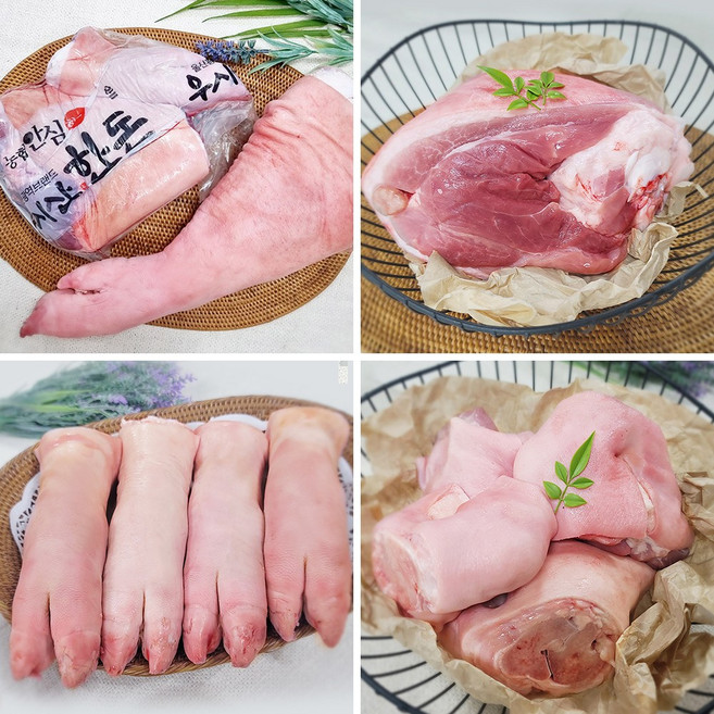 [오늘출발] 한돈 돼지고기 족발 생족발 돼지족 장족 미니족 단족 학센 도가니살 우시산한돈 더예쁜한우, 한돈 미니족(단족) 가로컷팅 x 4개, 1개