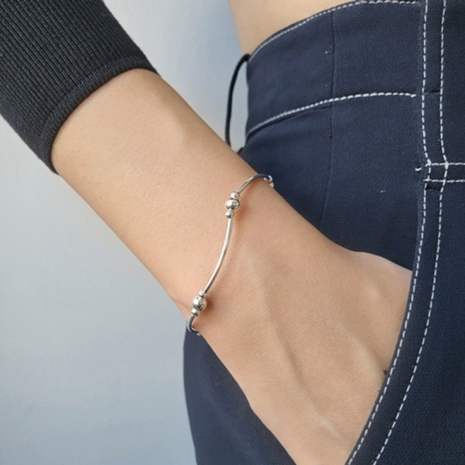세인트메리 실버925 레이어드 볼 순은 밴딩 팔찌