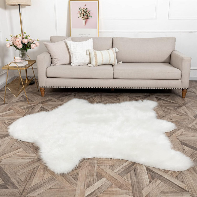 북극곰 모양 모직 느낌의 카펫 침실 거실용 매트 장식용 카펫 화이트